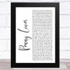 Lionel Richie Penny Lover White Script Song Lyric Music Art Print