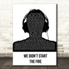 Billy Joel We Didn't Start The Fire Black & White Man Headphones Wall Art Gift Song Lyric Print