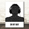 Phil Collins On My Way Black & White Man Headphones Decorative Wall Art Gift Song Lyric Print