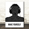 Incubus Make Yourself Black & White Man Headphones Decorative Gift Song Lyric Print