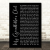 Johnny Cash My Grandfather's Clock Black Script Decorative Wall Art Gift Song Lyric Print