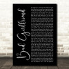 Theory Of A Deadman Bad Girlfriend Black Script Decorative Wall Art Gift Song Lyric Print