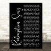 Bob Marley Redemption Song Black Script Decorative Wall Art Gift Song Lyric Print