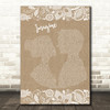 John Lennon Imagine Burlap & Lace Decorative Wall Art Gift Song Lyric Print