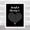 One Direction Night Changes Black Heart Song Lyric Wall Art Print