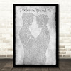 Whitney Houston I Believe in You and Me Gay Couple Two Men Dancing Grey Song Lyric Print