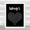 Birdy Wings Black Heart Song Lyric Quote Print