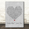 Boyzone Every Day I Love You Grey Heart Decorative Wall Art Gift Song Lyric Print