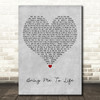 Evanescence Bring Me To Life Grey Heart Decorative Wall Art Gift Song Lyric Print