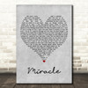 Whitney Houston Miracle Grey Heart Decorative Wall Art Gift Song Lyric Print
