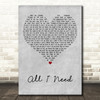 Jake Bugg All I Need Grey Heart Decorative Wall Art Gift Song Lyric Print