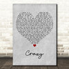 Royal Bliss Crazy Grey Heart Decorative Wall Art Gift Song Lyric Print