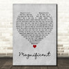 U2 Magnificent Grey Heart Decorative Wall Art Gift Song Lyric Print