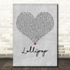 MIKA Lollipop Grey Heart Decorative Wall Art Gift Song Lyric Print