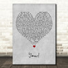 Lany You! Grey Heart Decorative Wall Art Gift Song Lyric Print