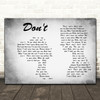 Elvis Presley Don't Man Lady Couple Grey Decorative Wall Art Gift Song Lyric Print