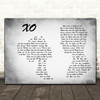 John Mayer XO Man Lady Couple Grey Decorative Wall Art Gift Song Lyric Print