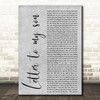 Shayla Gessler Letter to my son Grey Rustic Script Decorative Wall Art Gift Song Lyric Print