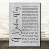 Martina McBride A Broken Wing Grey Rustic Script Decorative Wall Art Gift Song Lyric Print