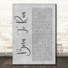 Bruce Springsteen Born To Run Grey Rustic Script Decorative Wall Art Gift Song Lyric Print