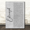Guns N' Roses Estranged Grey Rustic Script Decorative Wall Art Gift Song Lyric Print