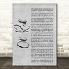Blake Shelton Ol' Red Grey Rustic Script Decorative Wall Art Gift Song Lyric Print