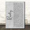 Kings Of Leon Revelry Grey Rustic Script Decorative Wall Art Gift Song Lyric Print