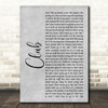 Kelsea Ballerini Club Grey Rustic Script Decorative Wall Art Gift Song Lyric Print