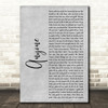 Justin Bieber Anyone Grey Rustic Script Decorative Wall Art Gift Song Lyric Print