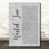 Eagles Wasted Time Grey Rustic Script Decorative Wall Art Gift Song Lyric Print