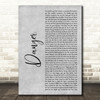 Erykah Badu Danger Grey Rustic Script Decorative Wall Art Gift Song Lyric Print
