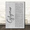 Bush Glycerine Grey Rustic Script Decorative Wall Art Gift Song Lyric Print
