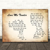 Elvis Presley Love Me Tender Man Lady Couple Decorative Wall Art Gift Song Lyric Print