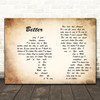 Tom Baxter Better Man Lady Couple Decorative Wall Art Gift Song Lyric Print