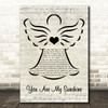 Johnny Cash You Are My Sunshine Music Script Angel Decorative Wall Art Gift Song Lyric Print