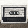 Happy Mondays Hallelujah Music Script Cassette Tape Decorative Wall Art Gift Song Lyric Print