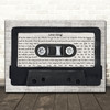 The Damned Love Song Music Script Cassette Tape Decorative Wall Art Gift Song Lyric Print