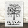 Green Day Wake Me Up When September Ends Music Script Tree Decorative Gift Song Lyric Print