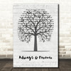 Heatwave Always And Forever Music Script Tree Decorative Wall Art Gift Song Lyric Print