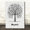 David Bowie Heroes Music Script Tree Decorative Wall Art Gift Song Lyric Print