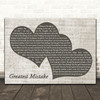 Jack Savoretti Greatest Mistake Landscape Music Script Two Hearts Wall Art Gift Song Lyric Print