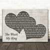 Solomon King She Wears My Ring Landscape Music Script Two Hearts Wall Art Gift Song Lyric Print