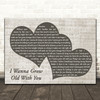 Westlife I Wanna Grow Old With You Landscape Music Script Two Hearts Gift Song Lyric Print