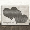 Céline Dion Falling Into You Landscape Music Script Two Hearts Wall Art Song Lyric Print