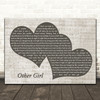 Filmore Other Girl Landscape Music Script Two Hearts Decorative Gift Song Lyric Print