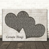 James Arthur Certain Things Landscape Music Script Two Hearts Song Lyric Print