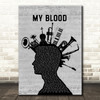 Twenty One Pilots My Blood Musical Instrument Mohawk Decorative Wall Art Gift Song Lyric Print