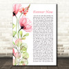 Michael Buble Forever Now Floral Poppy Side Script Decorative Wall Art Gift Song Lyric Print