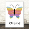 Hillsong United Oceans Rainbow Butterfly Decorative Wall Art Gift Song Lyric Print