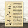 Steven Curtis Chapman Not Home Yet Rustic Script Decorative Wall Art Gift Song Lyric Print